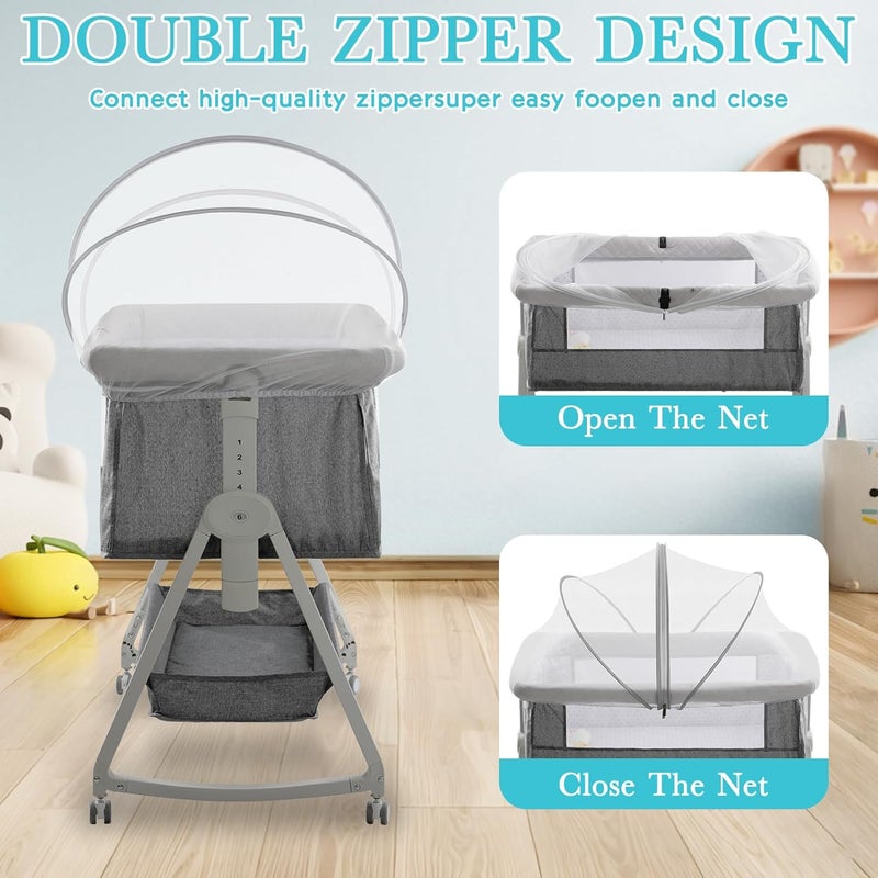 jiangcha Bassinet Cover for Cats - Bassinet Net Cover for Baby Prevents Entry of Insects/Pets, Breathable Crib Net with Two-Way Zippers, Mosquito Net for Bedside Sleeper/Travel Crib (White-Small) - Image 4